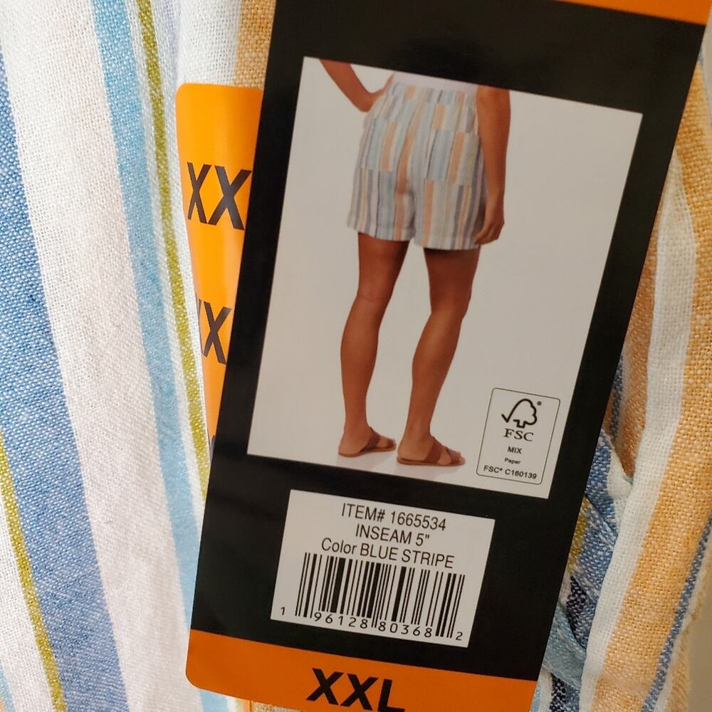 Briggs Linen Blend striped drawstring linen casual shorts NEW Size XXL - Picture 7 of 11